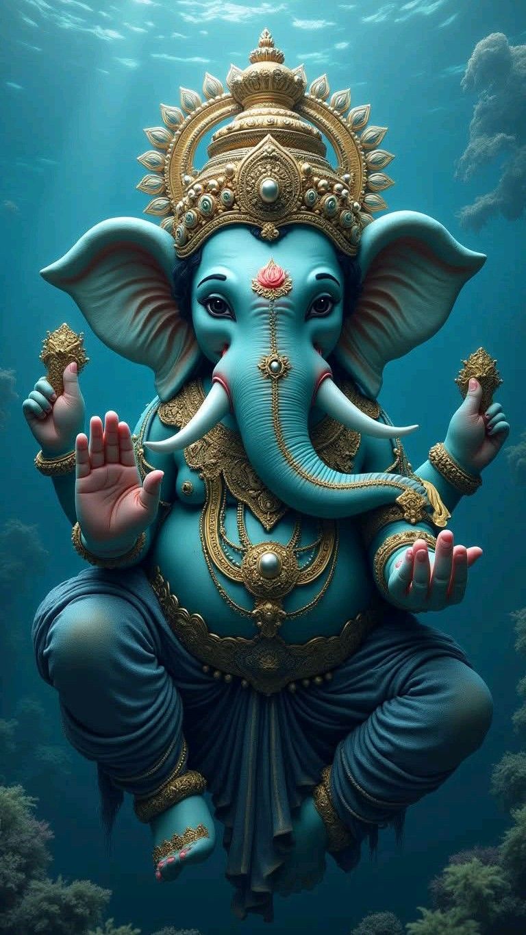 Lord Ganesha underwater divine portrait