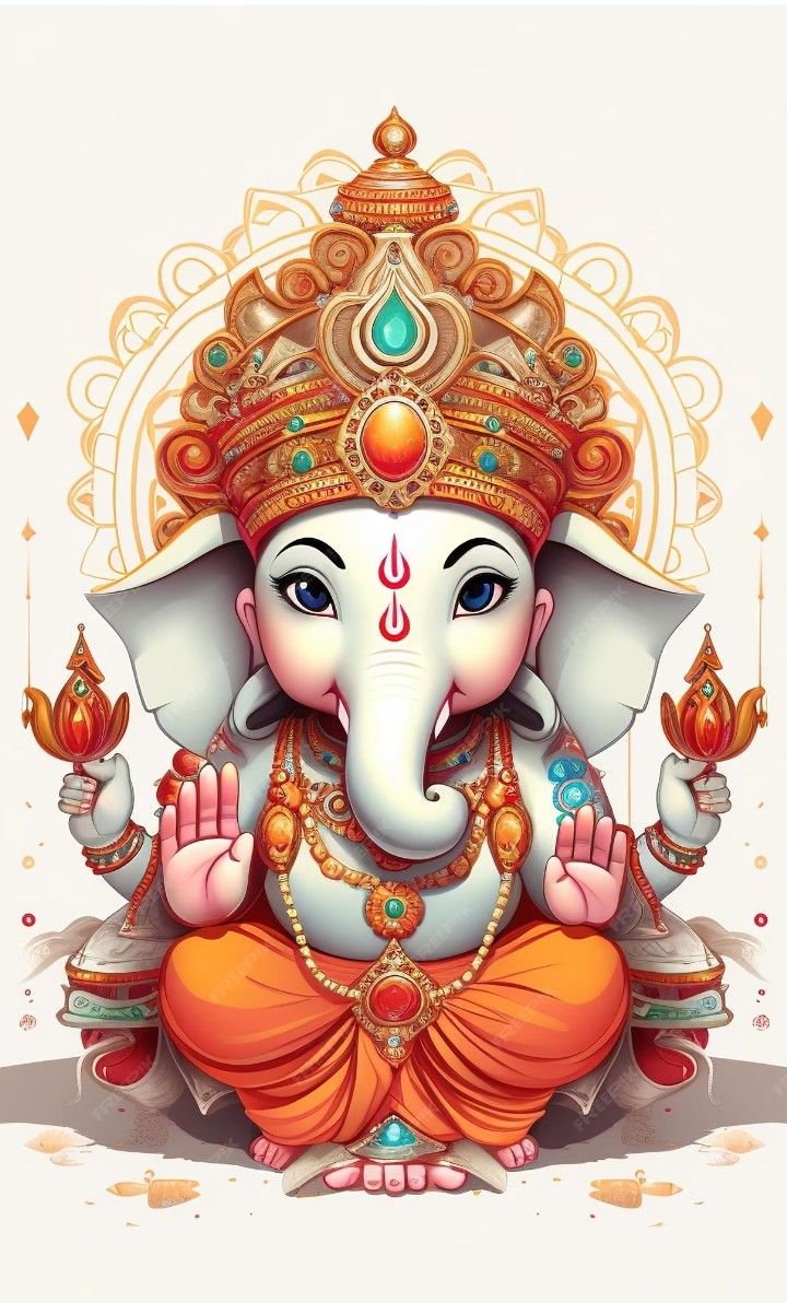 Lord Ganesha with intricate crown