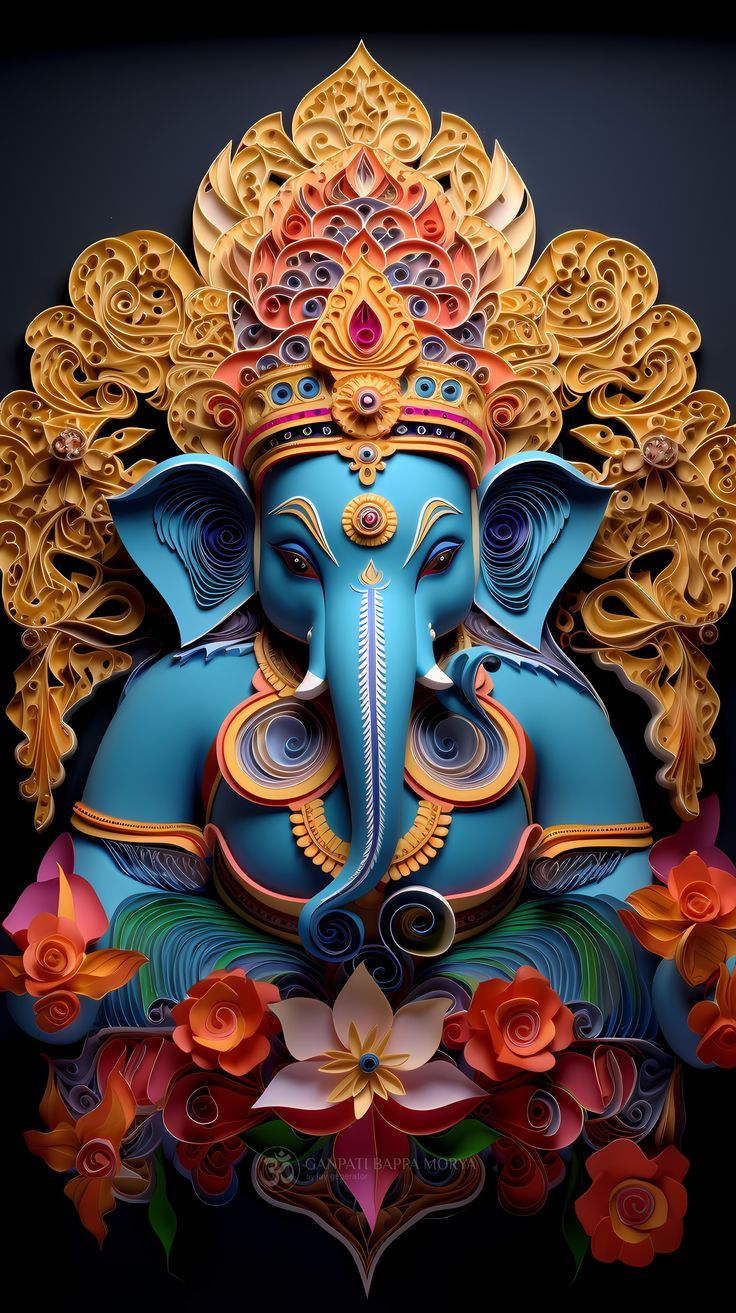 Vibrant digital art of Lord Ganesha