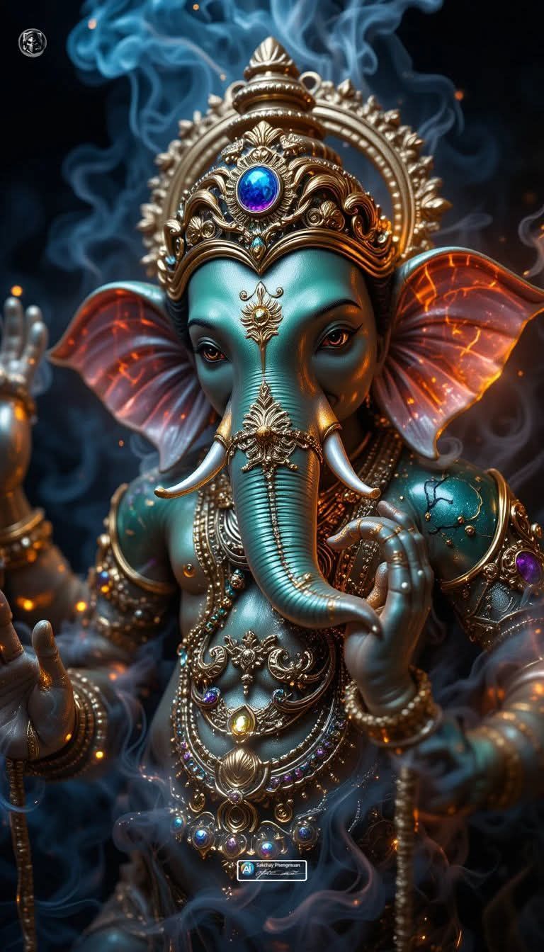 Lord Ganesha\'s divine and blessed face.