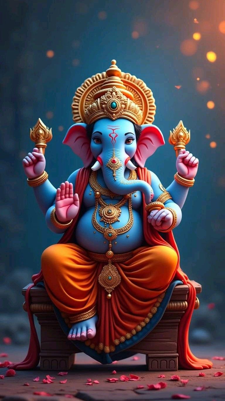 Lord Ganesha seated in blessing posture