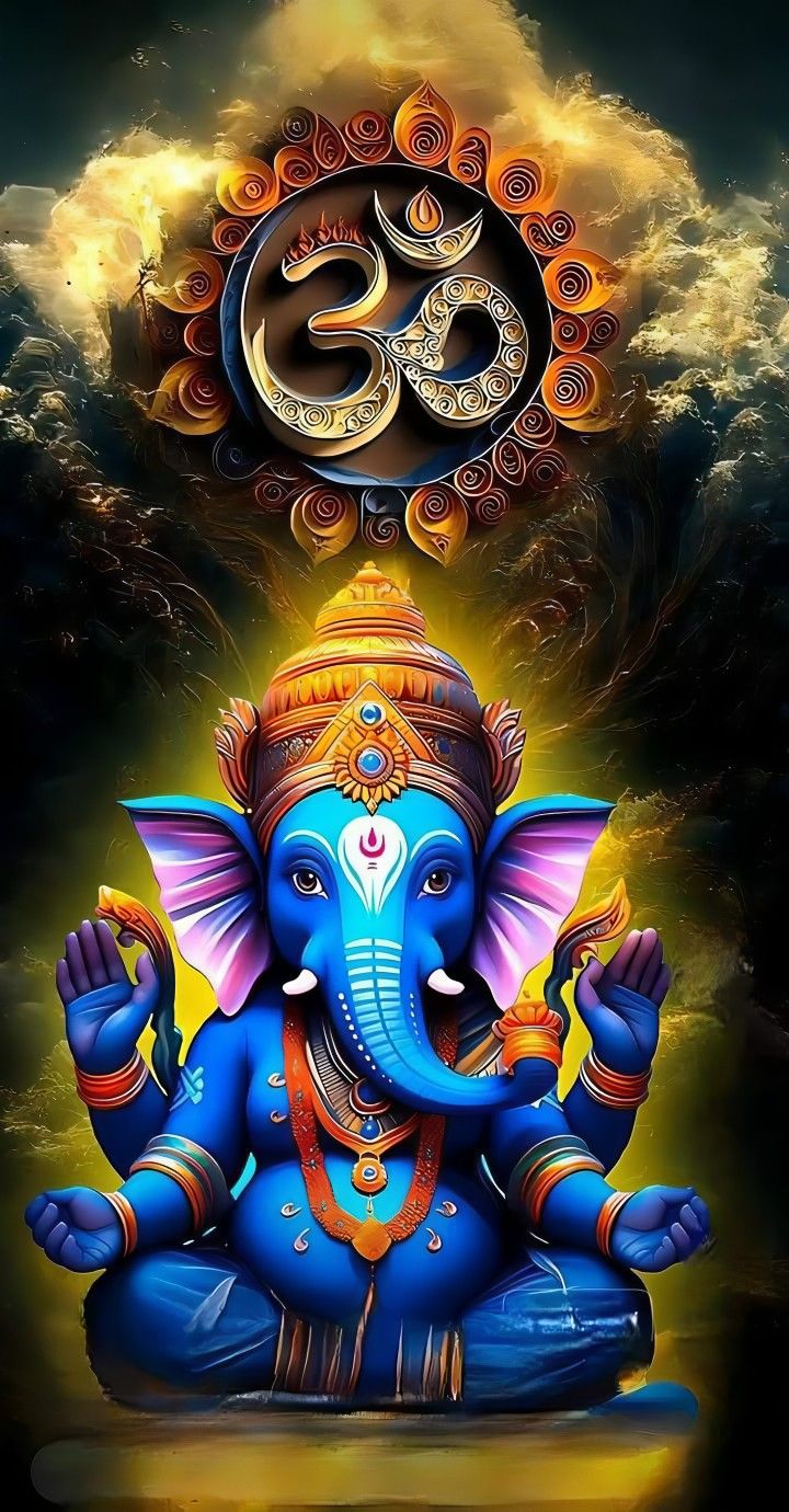 Blue Ganesha with Om symbol wallpaper