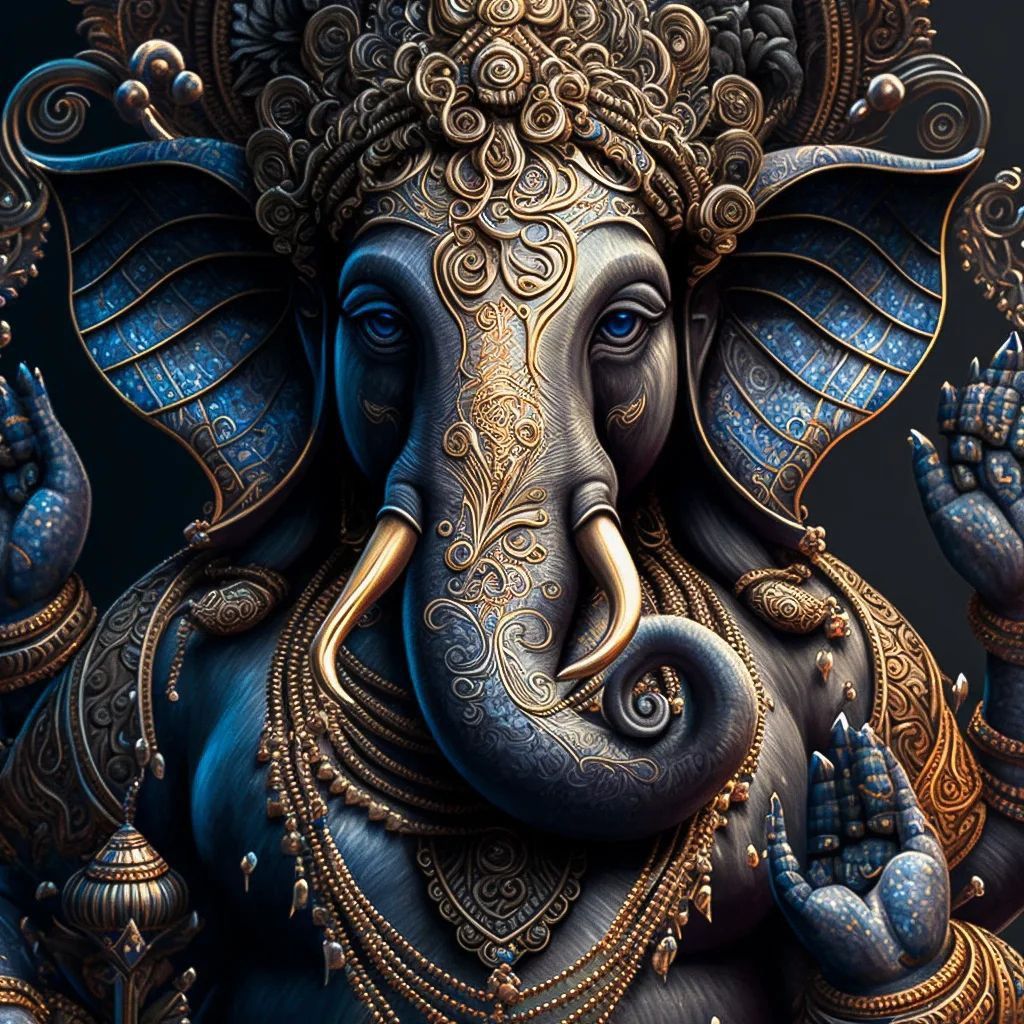 Majestic Ganesha with golden adornments.