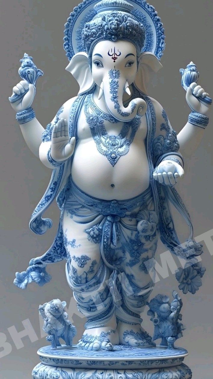 Blue marble statue of Lord Ganesha