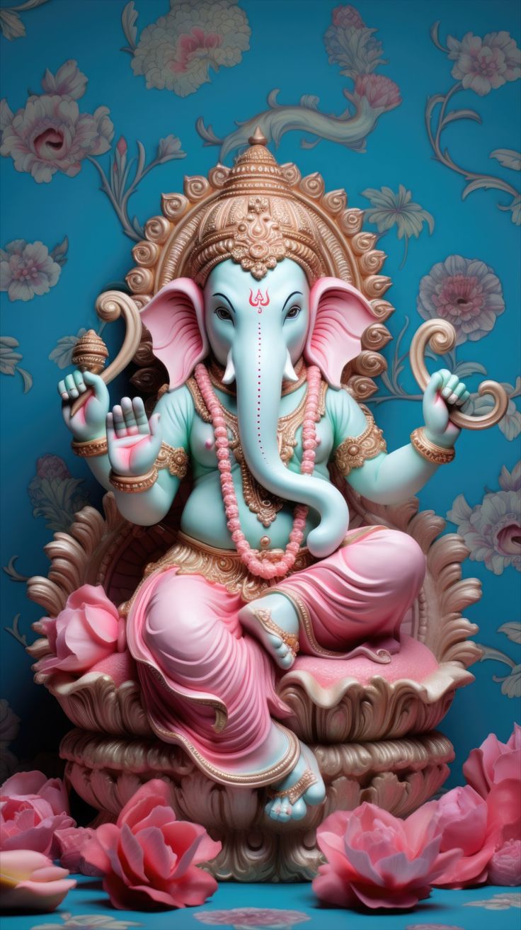 Lord Ganesha seated on a lotus