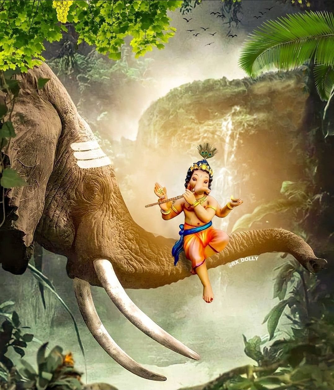 Young Ganesha playing in a forest