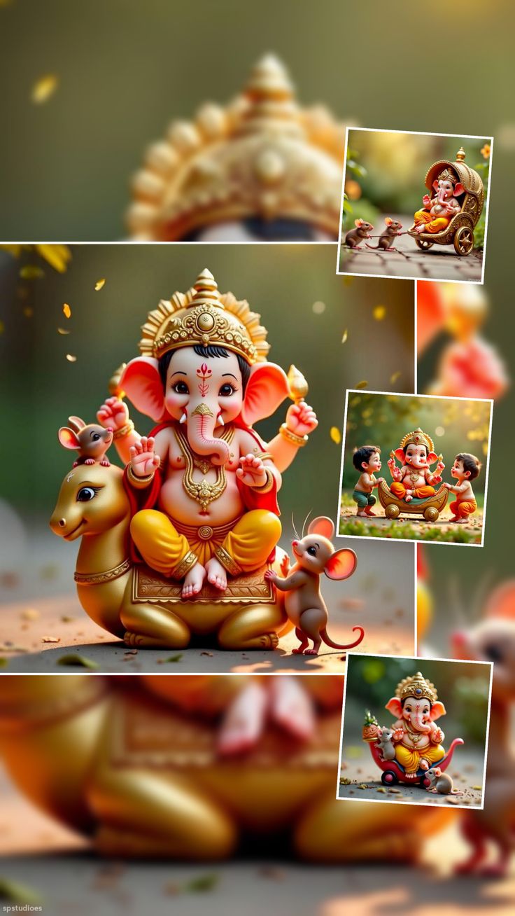 Lord Ganesha with mouse companions