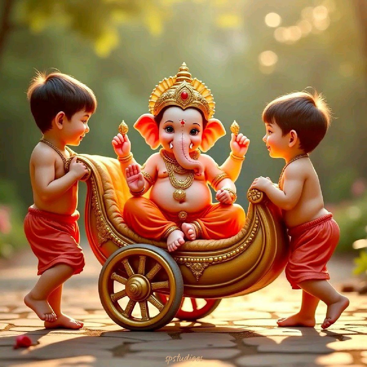 Bal Ganpati lifted by children
