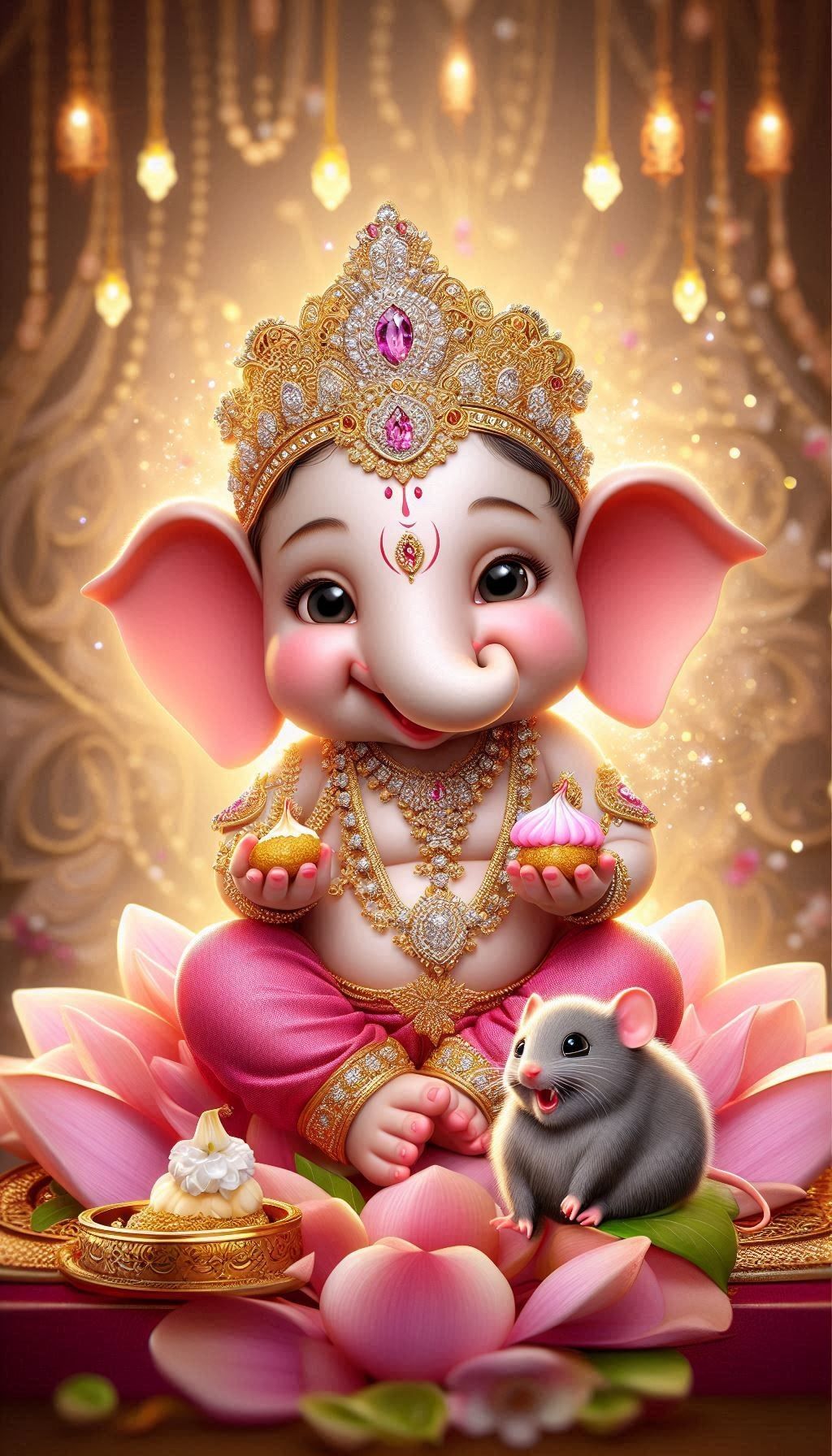Baby Ganesha on a lotus flower