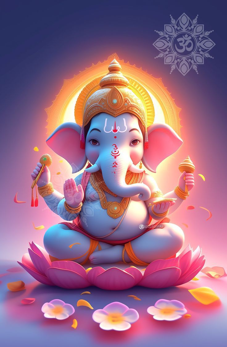 Lord Ganesha on a lotus flower