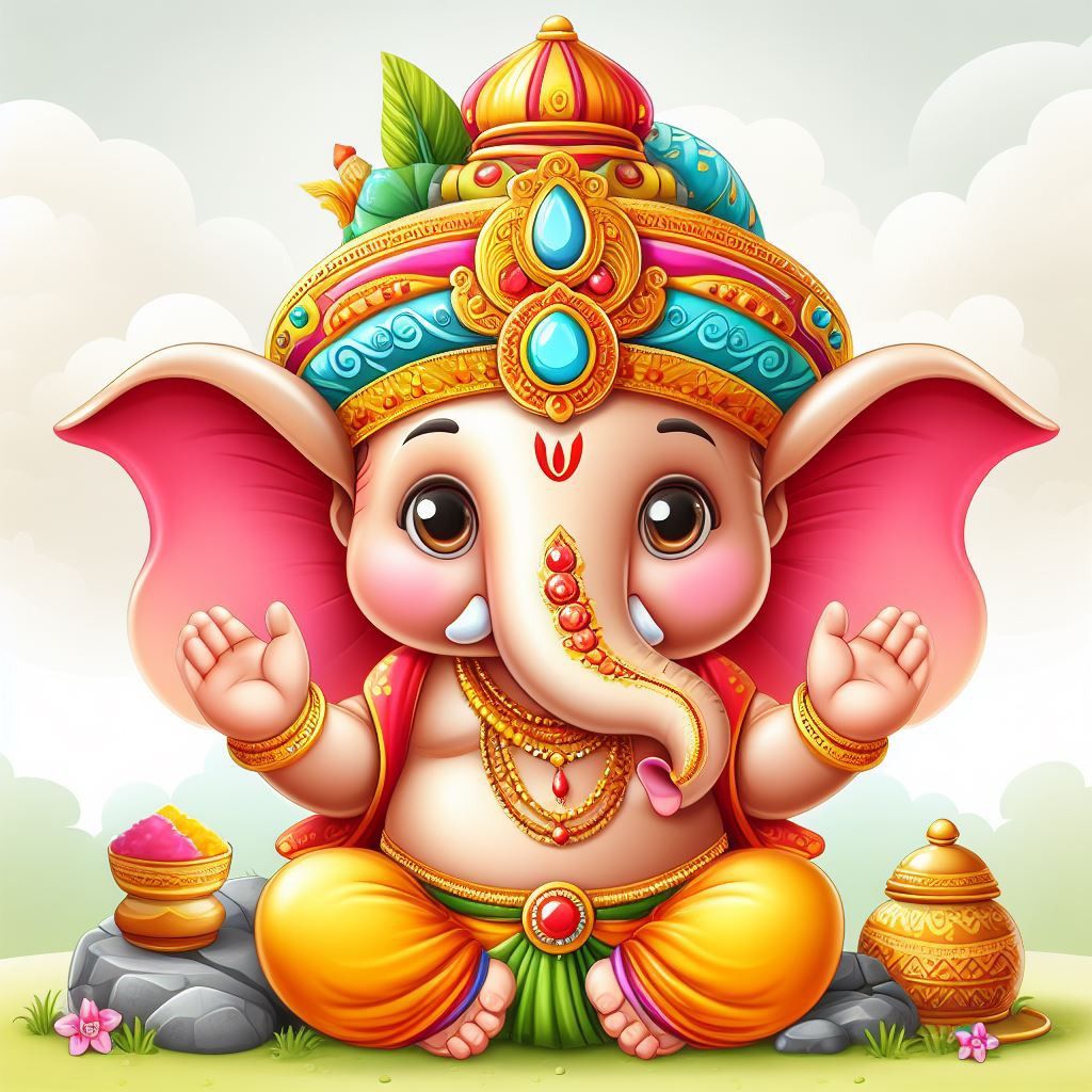 Adorable baby Ganesha with a sweet smile
