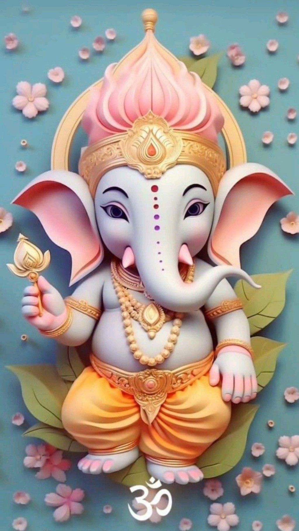 Smiling baby Ganesha with Om symbol