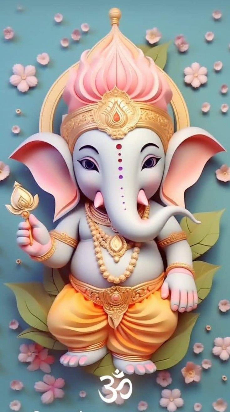 Cute baby Ganesha with a modak.