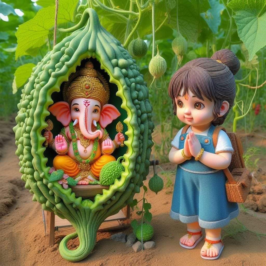 Ganesha within a carved bitter gourd