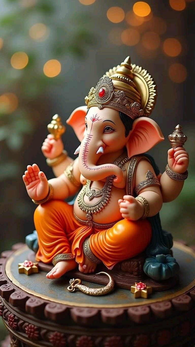 Adorable Ganesha statue with modaks
