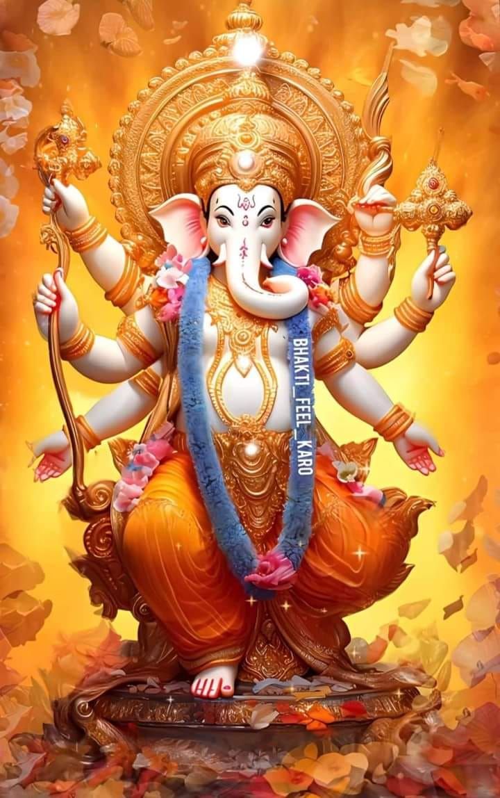 Lord Ganesha with flowers, divine wallpaper
