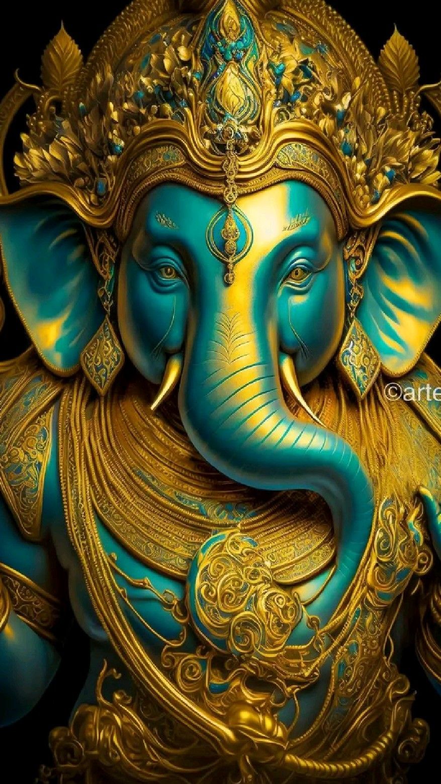 Lord Ganesha divine face portrait