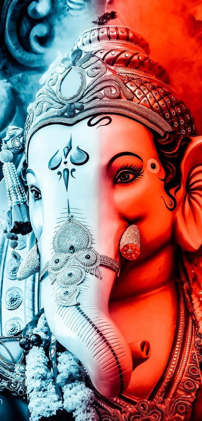 Close-up of intricately decorated Ganesha idol
