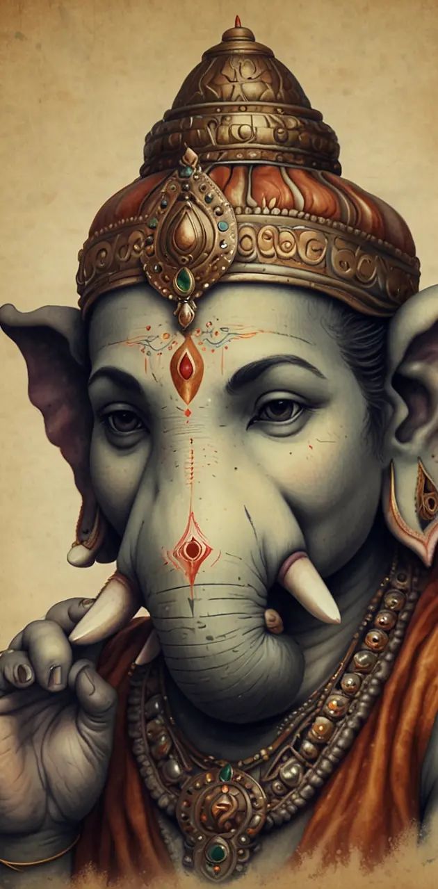 Lord Ganesha portrait divine wallpaper