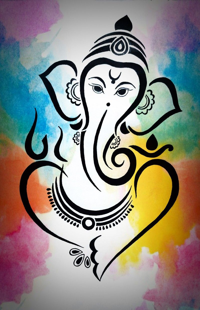 Abstract line art of Lord Ganesha.