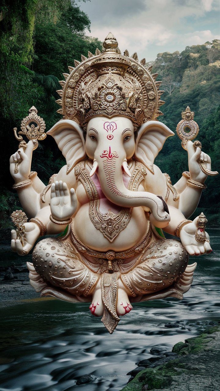 Lord Ganesha divine golden statue