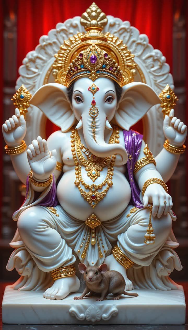 Lord Ganesha statue with mouse