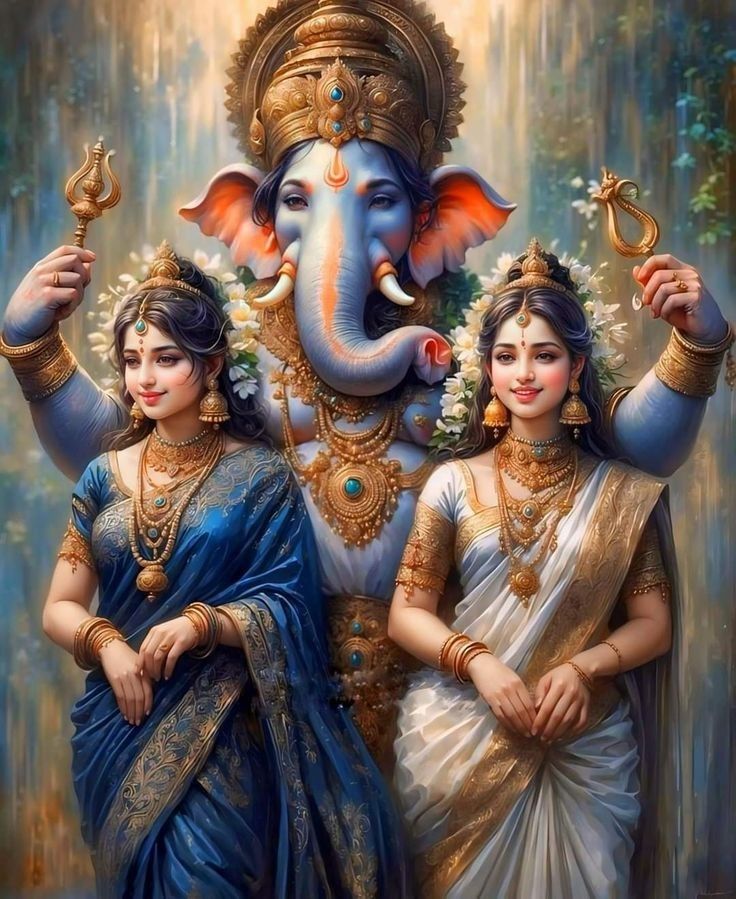 Ganesha with Siddhi and Riddhi