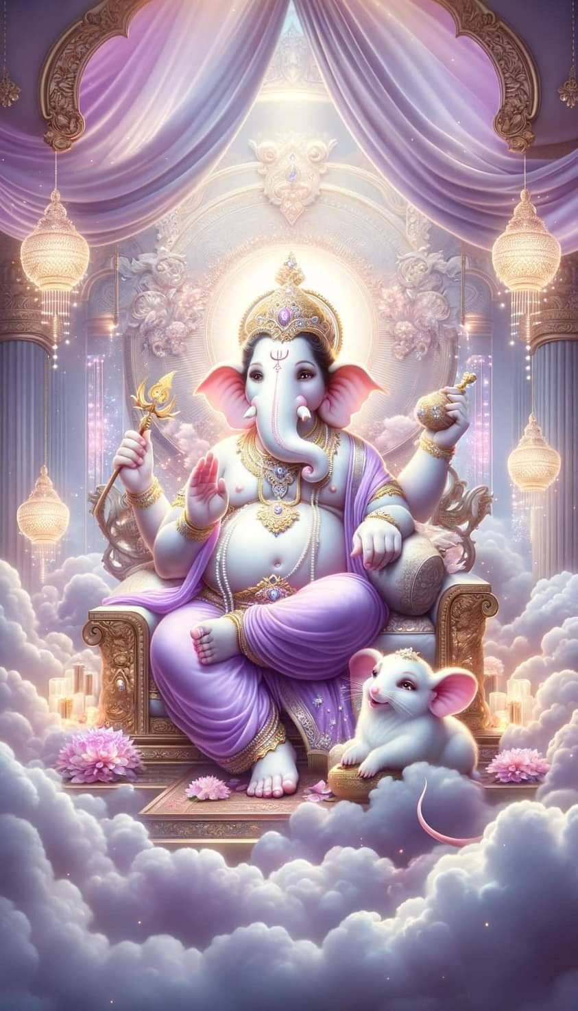 Lord Ganesha on celestial throne