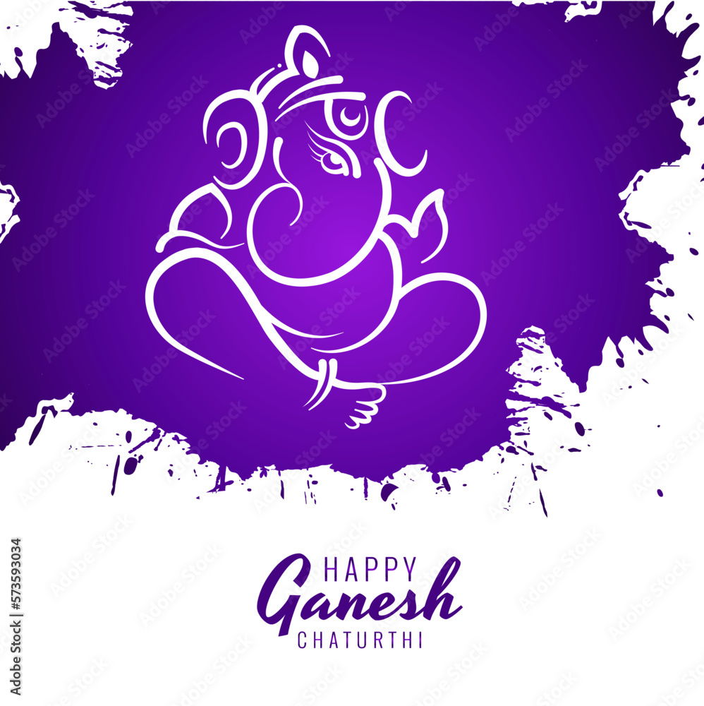 Purple abstract depiction of Lord Ganesha