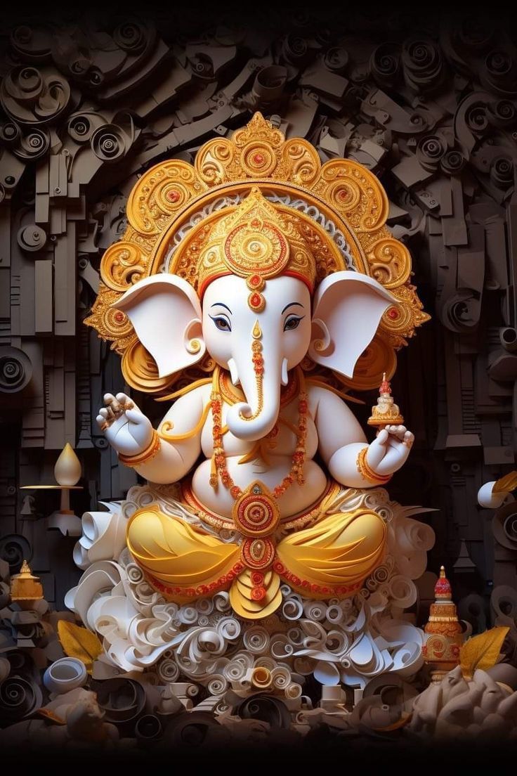 Golden Ganesha with intricate details