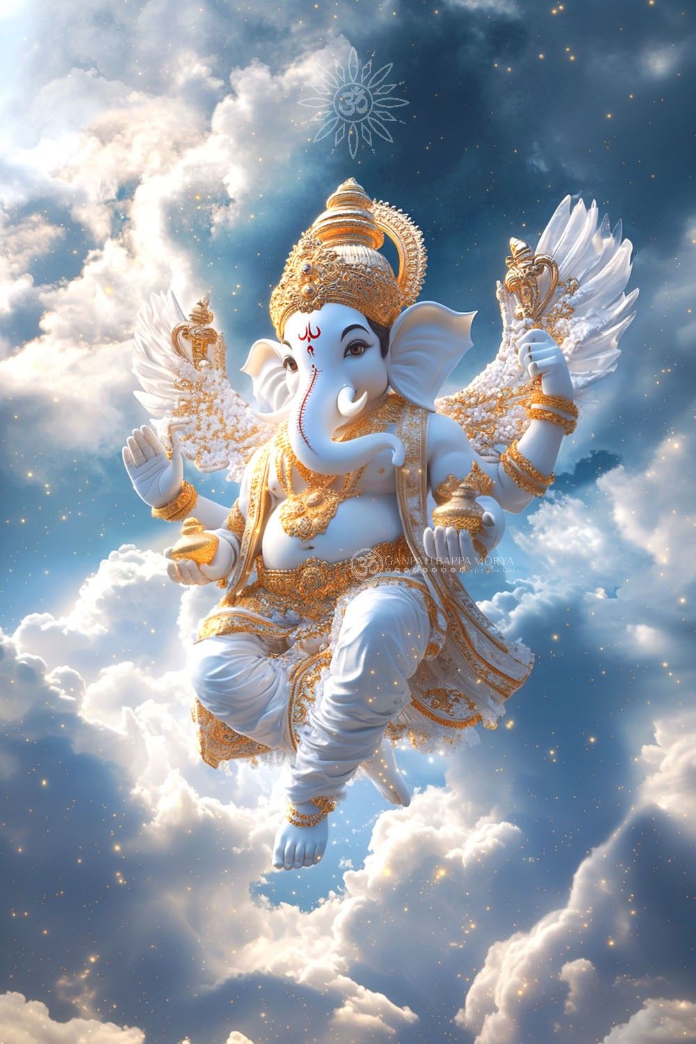 Lord Ganesha descends from the heavens