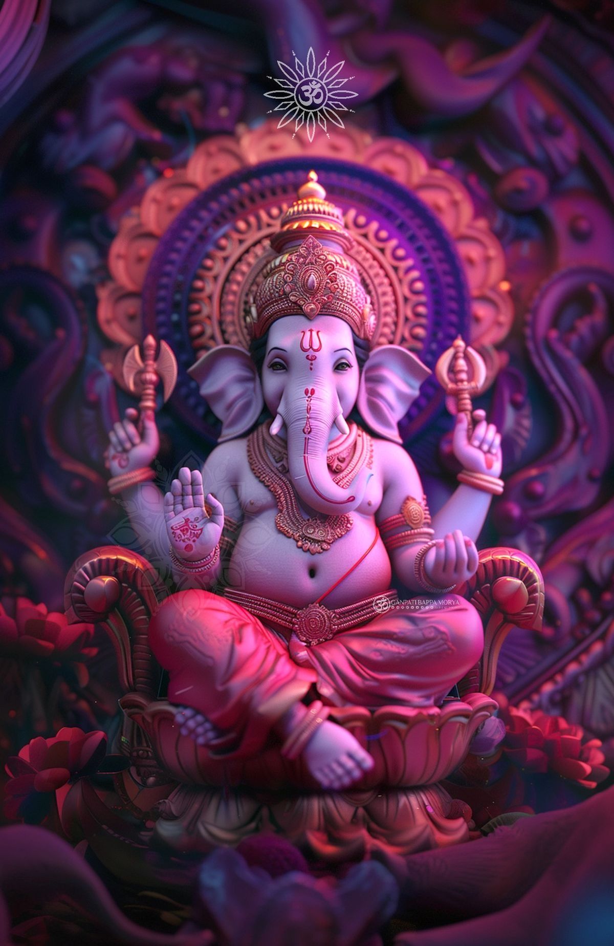 Lord Ganesha seated on a throne