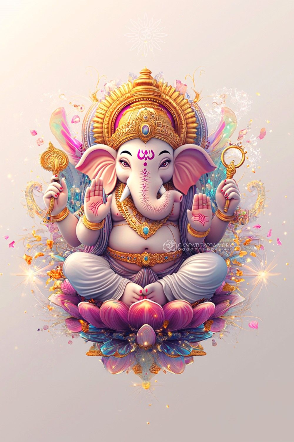 Lord Ganesha seated on lotus flower