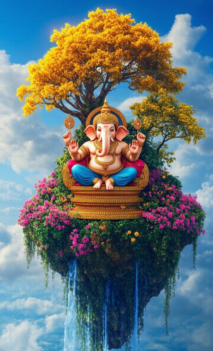 Ganesha amidst blooming paradise
