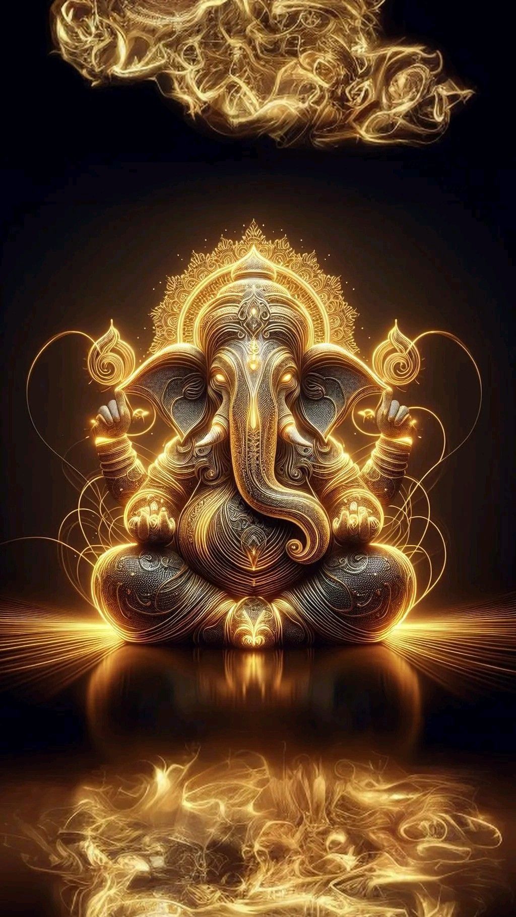 Radiant Lord Ganesha golden divine wallpaper