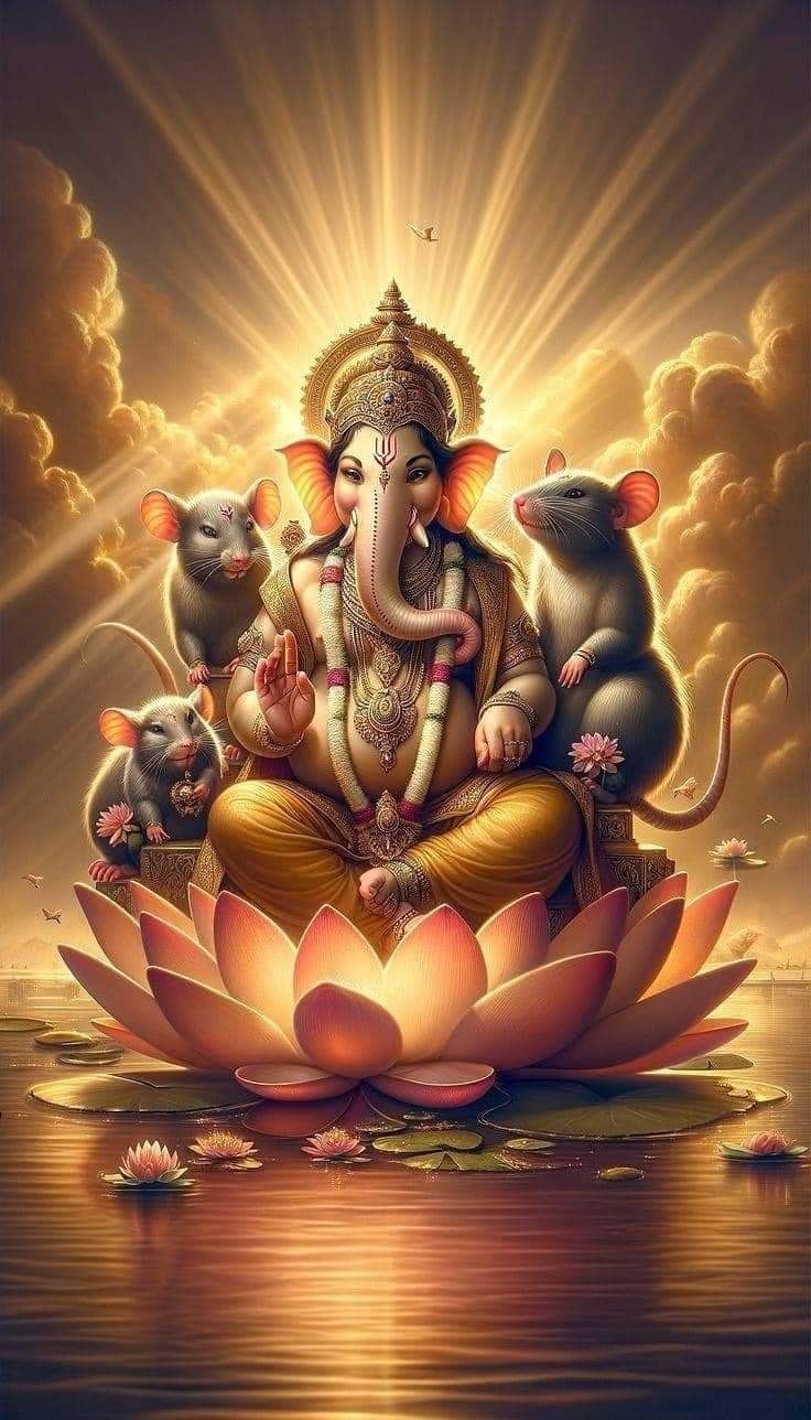 Lord Ganesha on a lotus flower