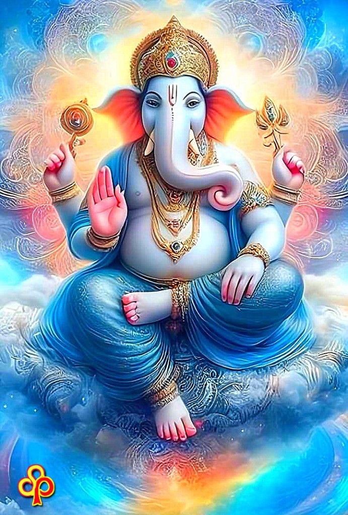 Lord Ganesha bestows blessings upon devotees.