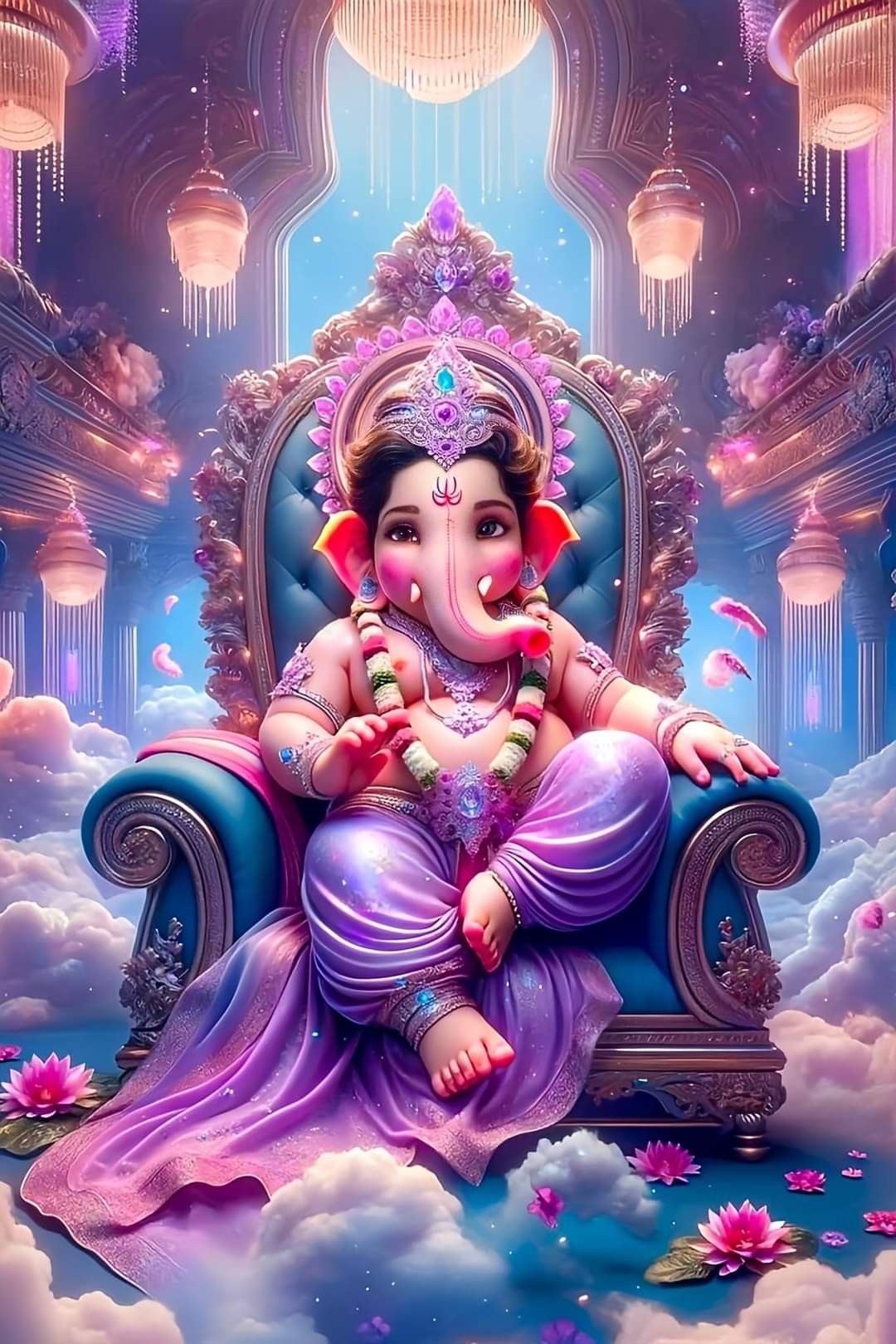Lord Ganesha seated on a throne
