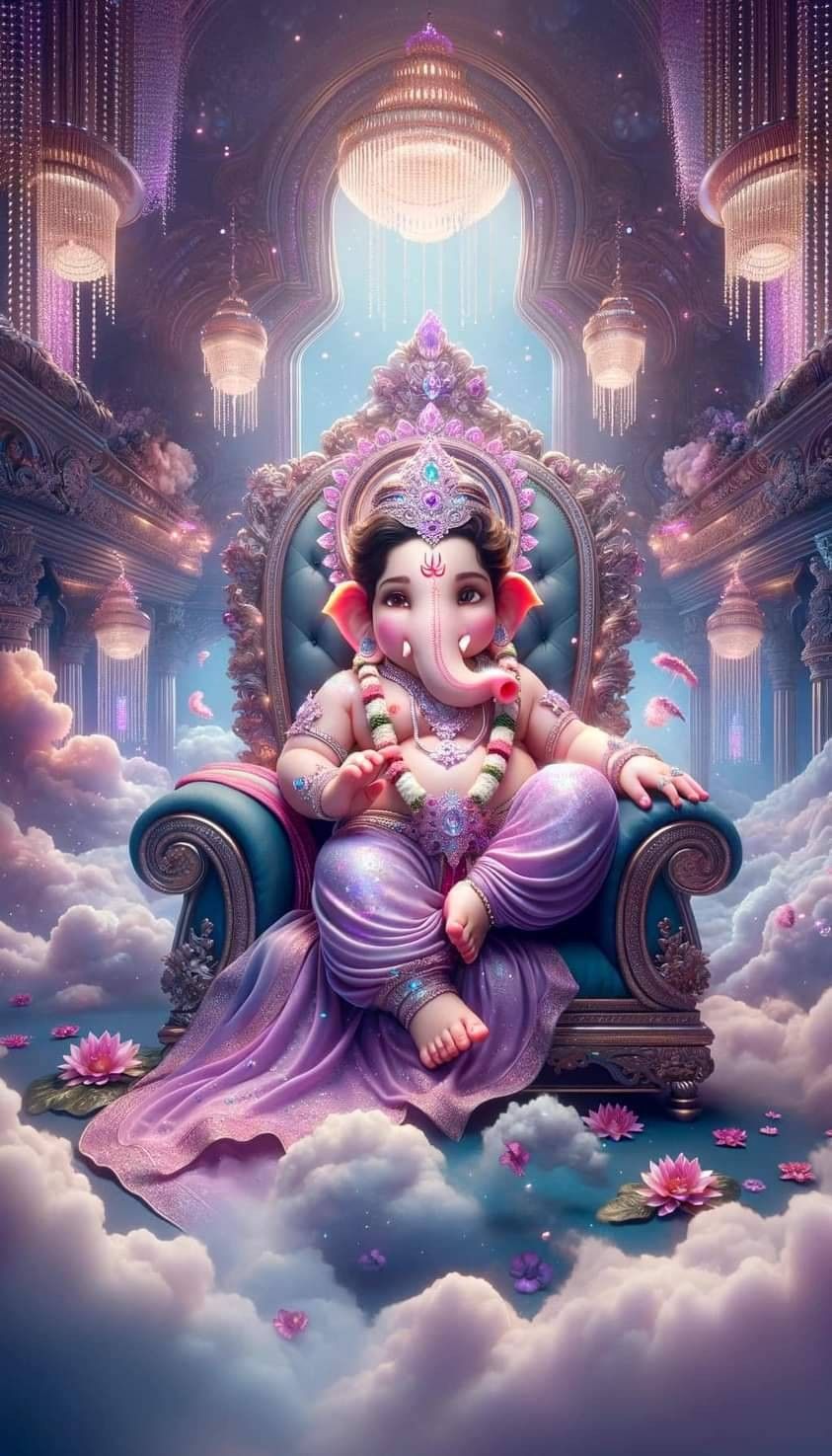 Lord Ganesha on ornate golden throne