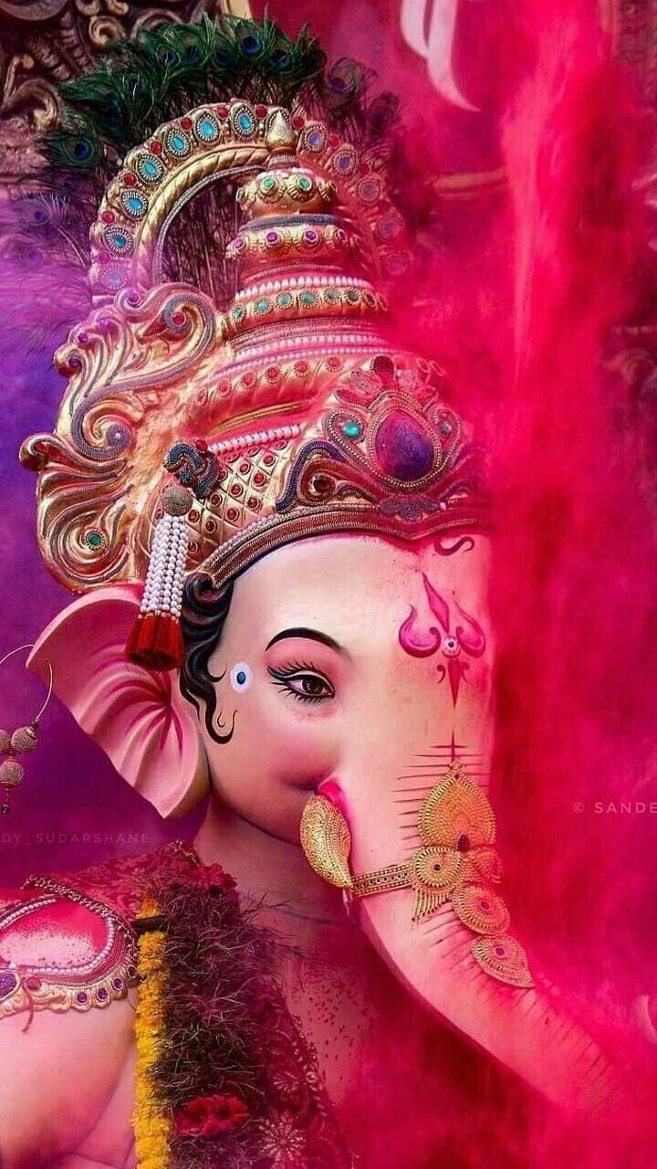 Lord Ganesha with floral crown