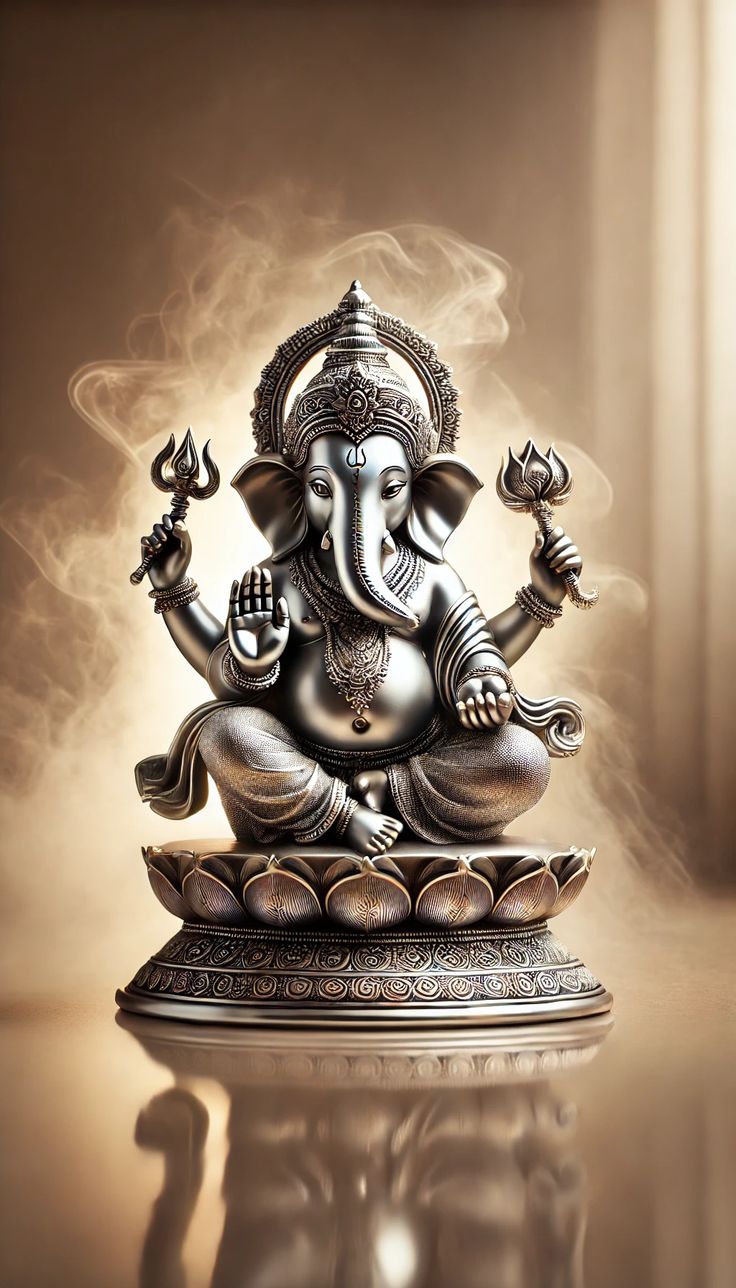 Ganesha seated on a lotus flower