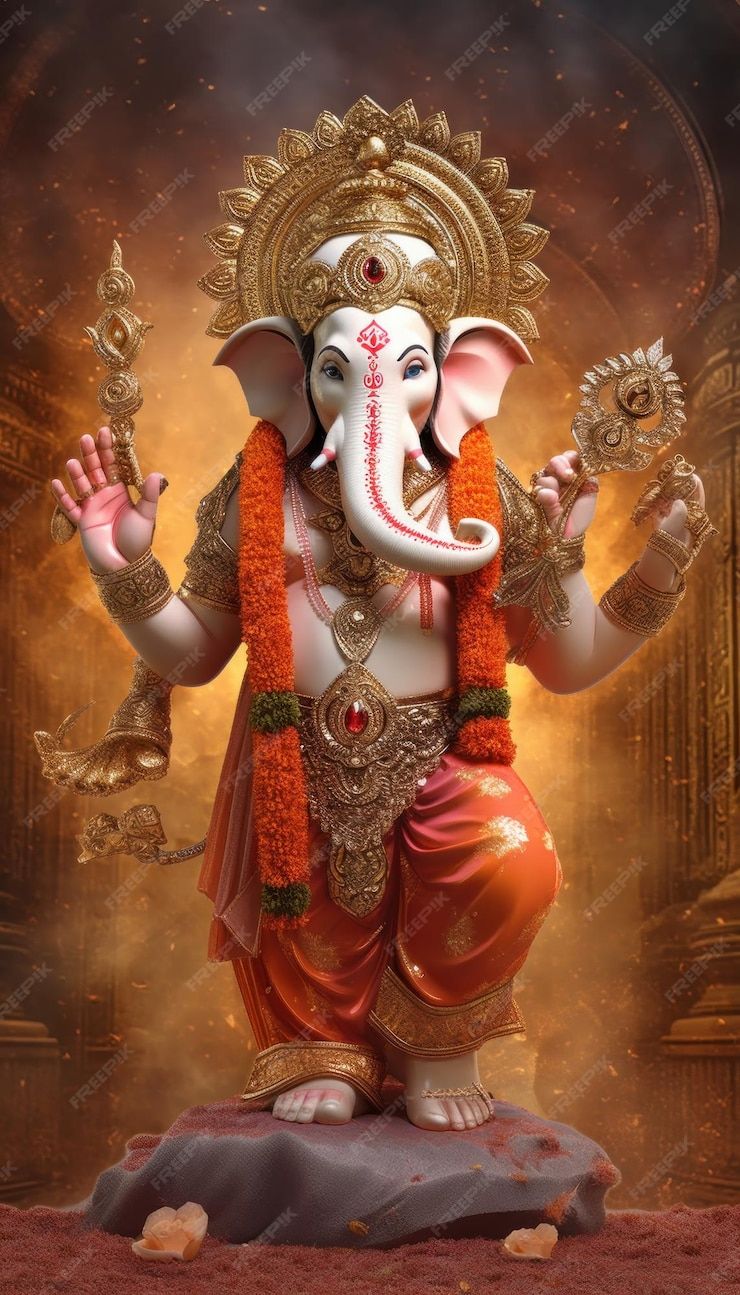 Lord Ganesha bestows blessings upon devotees.