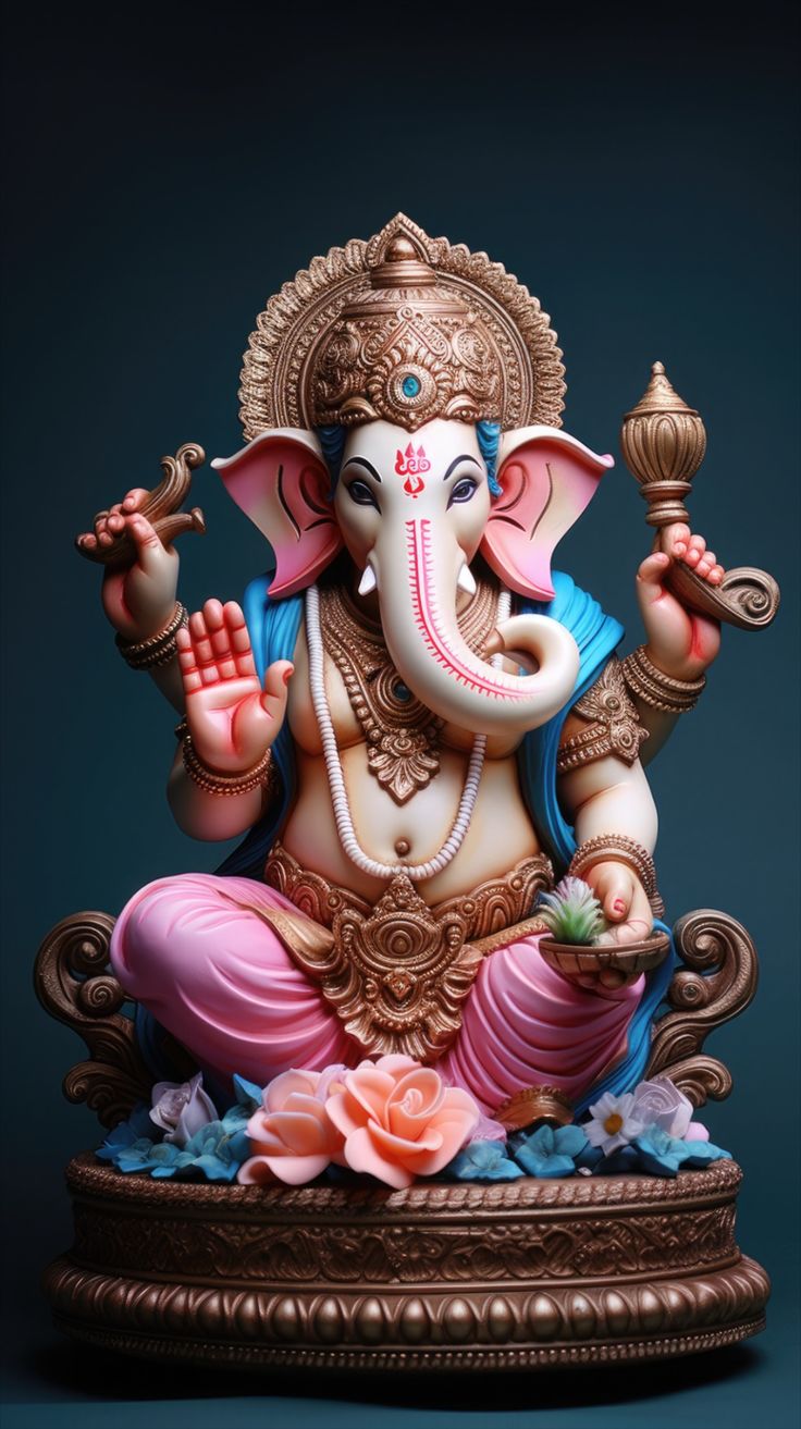 Lord Ganesha bestows blessings upon devotees.