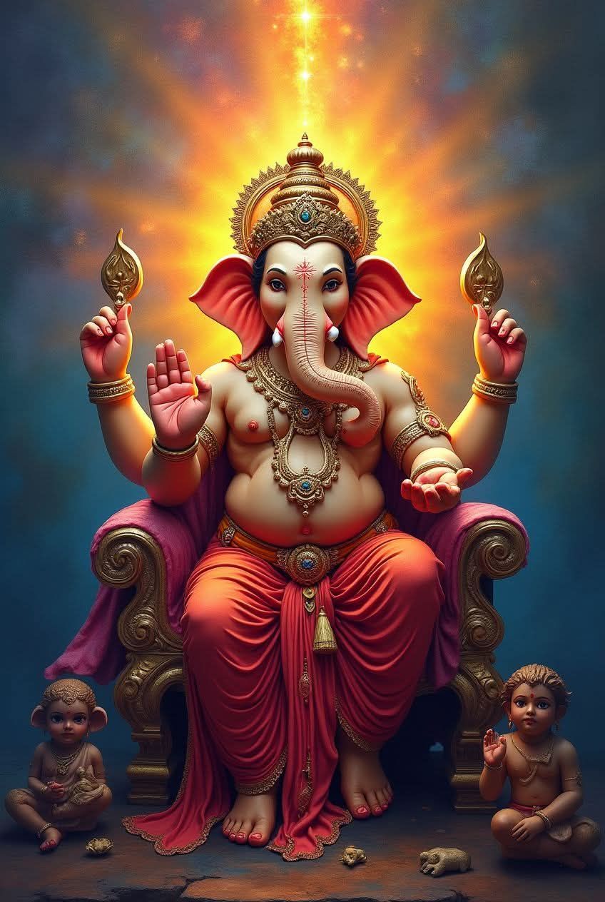 Lord Ganesha seated on a throne