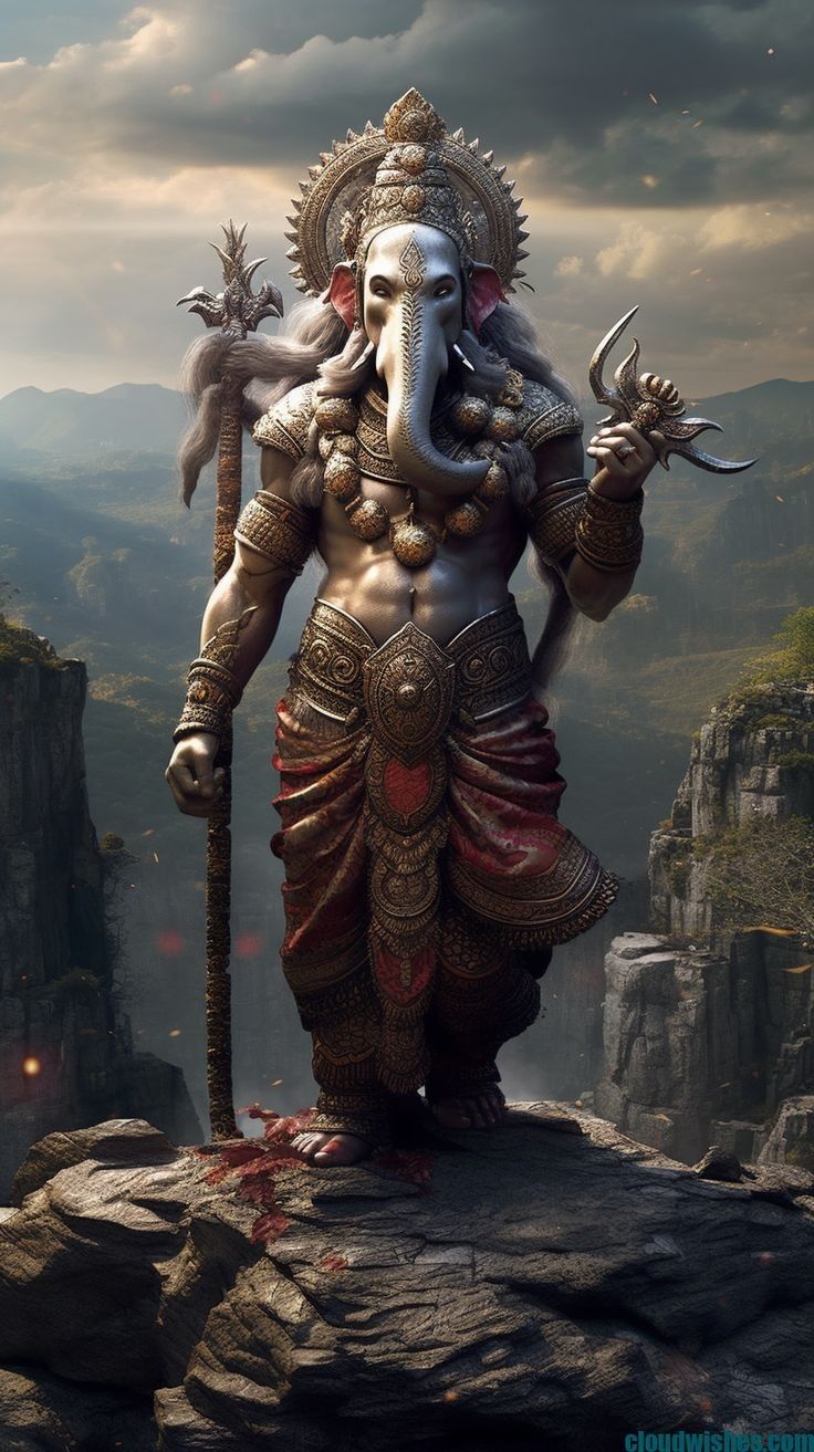 Powerful Ganesha protects from mountain peak