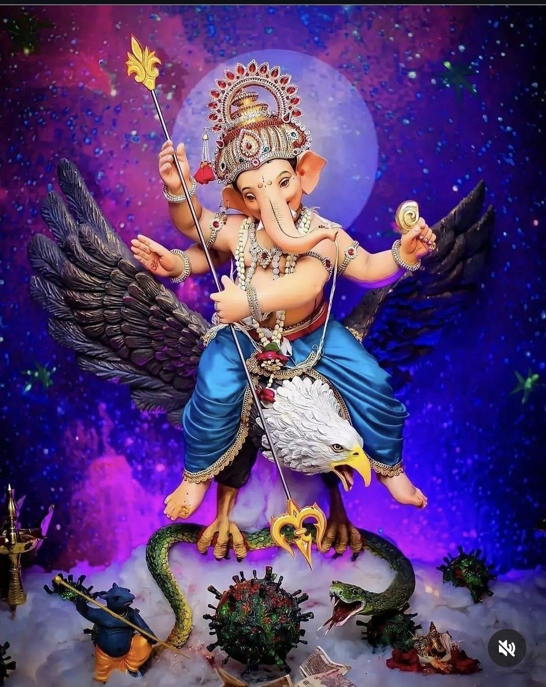 Ganesha seated on an eagle, divine art