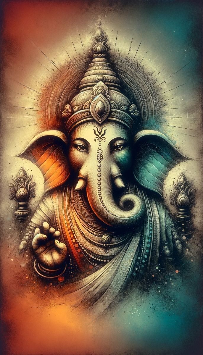 Lord Ganesha detailed portrait divine art
