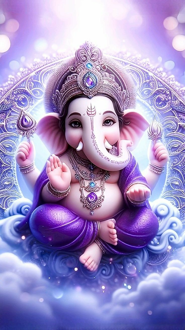 Lord Ganesha portrait with halo effect.