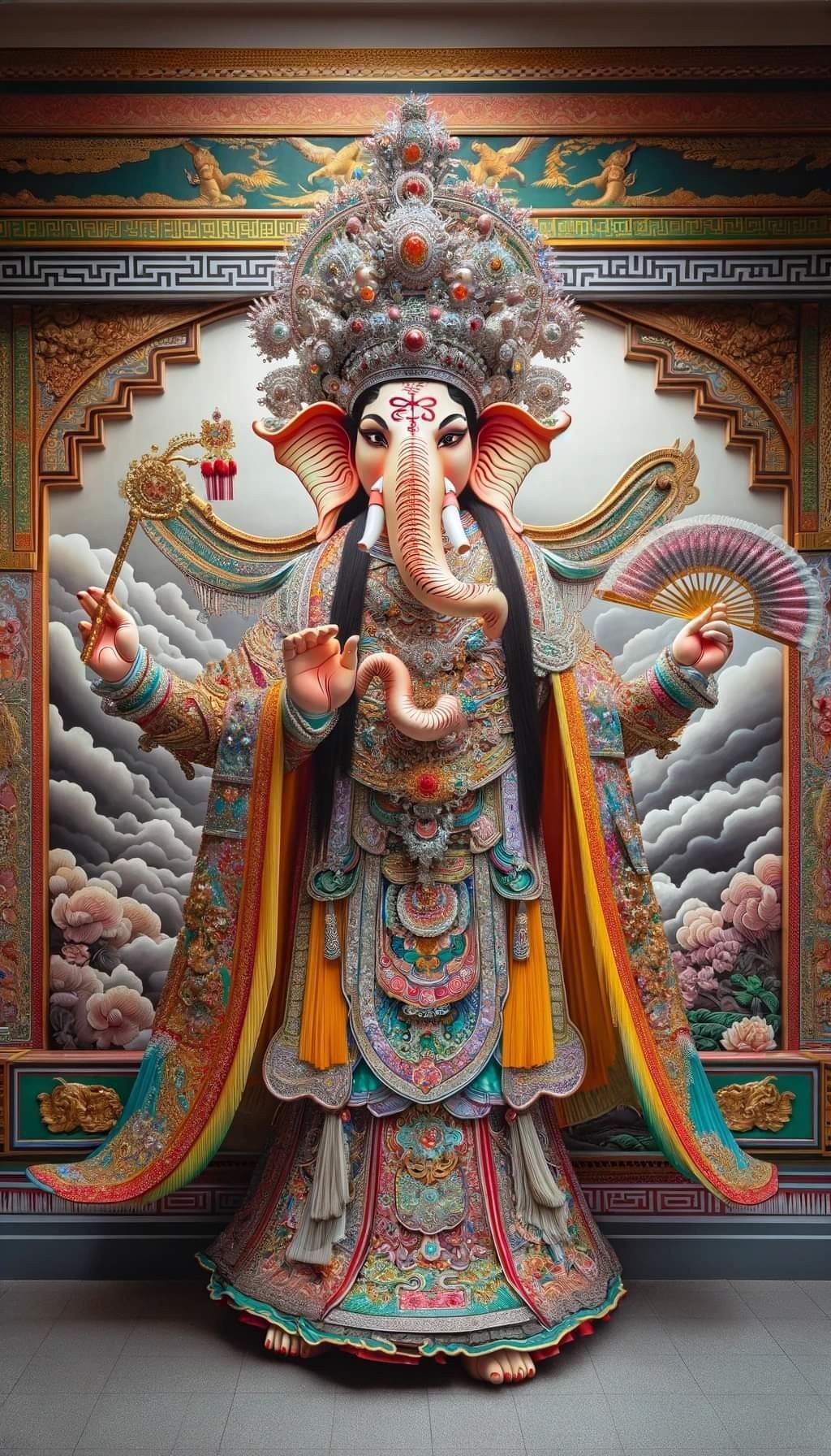Lord Ganesha in regal, ornate attire