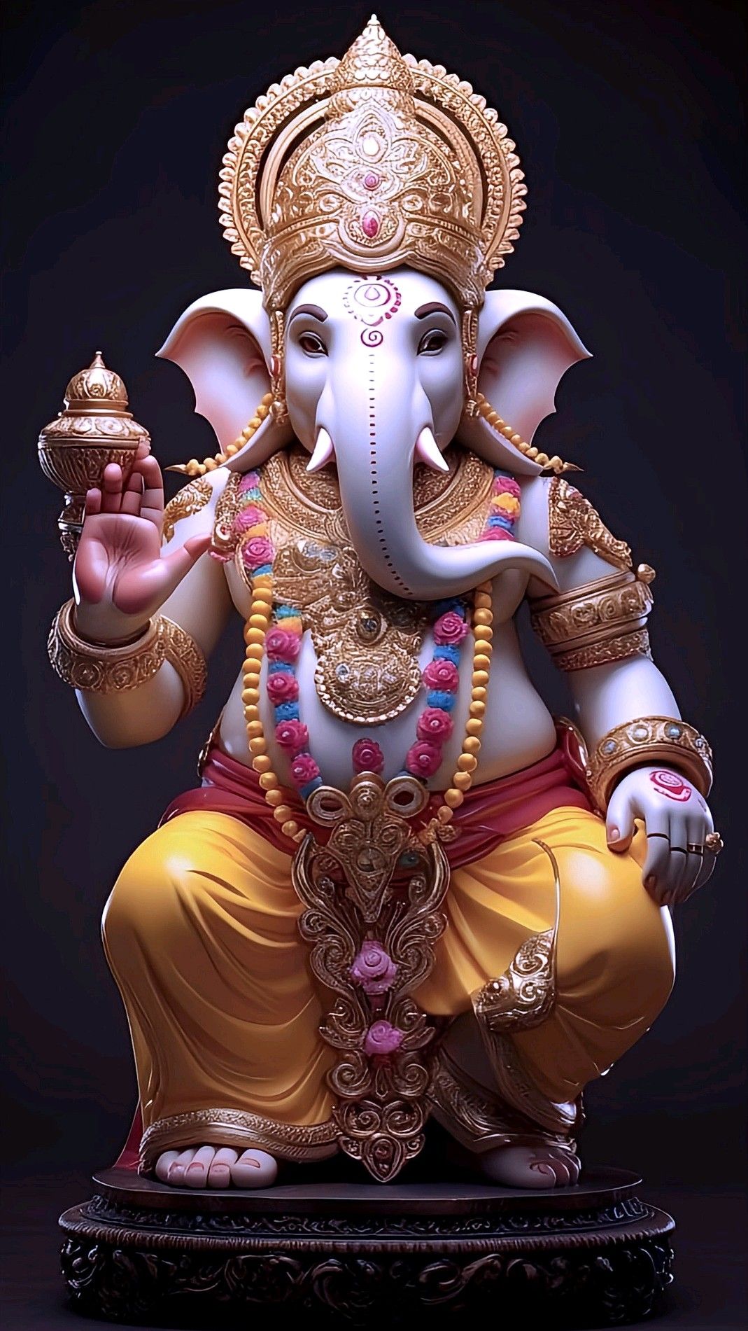 Golden Ganesha with Modak, divine wallpaper
